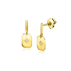 15mm ZINZI Gold 14 krt gouden oorknoppen met rechthoekig plaatje en bezet met witte zirkonia in een sterzetting ZGO510