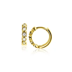 13mm ZINZI Gold 14 krt gouden oorringen met ronde zettingen bezet met witte zirconia's, luxe klapsluiting 13mm x 2,7mm buis ZGO507