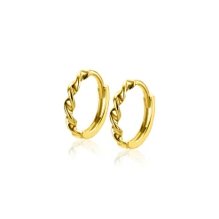 13mm ZINZI Gold 14 krt gouden oorringen met gedraaide buis en luxe scharniersluiting 13 x 2mm ZGO525