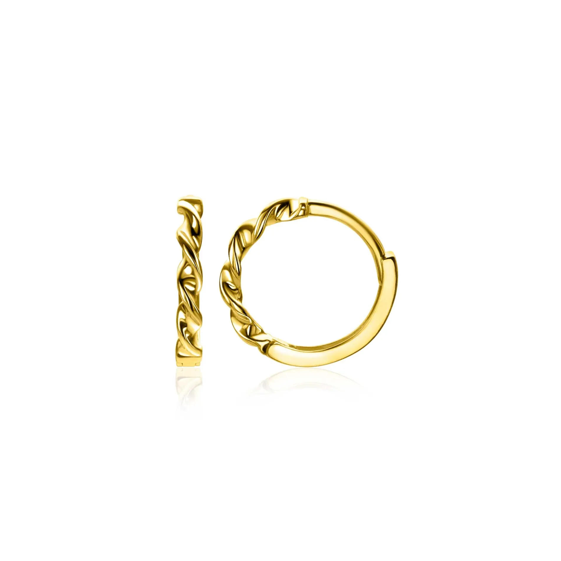 13mm ZINZI Gold 14 krt gouden oorringen met gedraaide buis en luxe scharniersluiting 13 x 2mm ZGO525