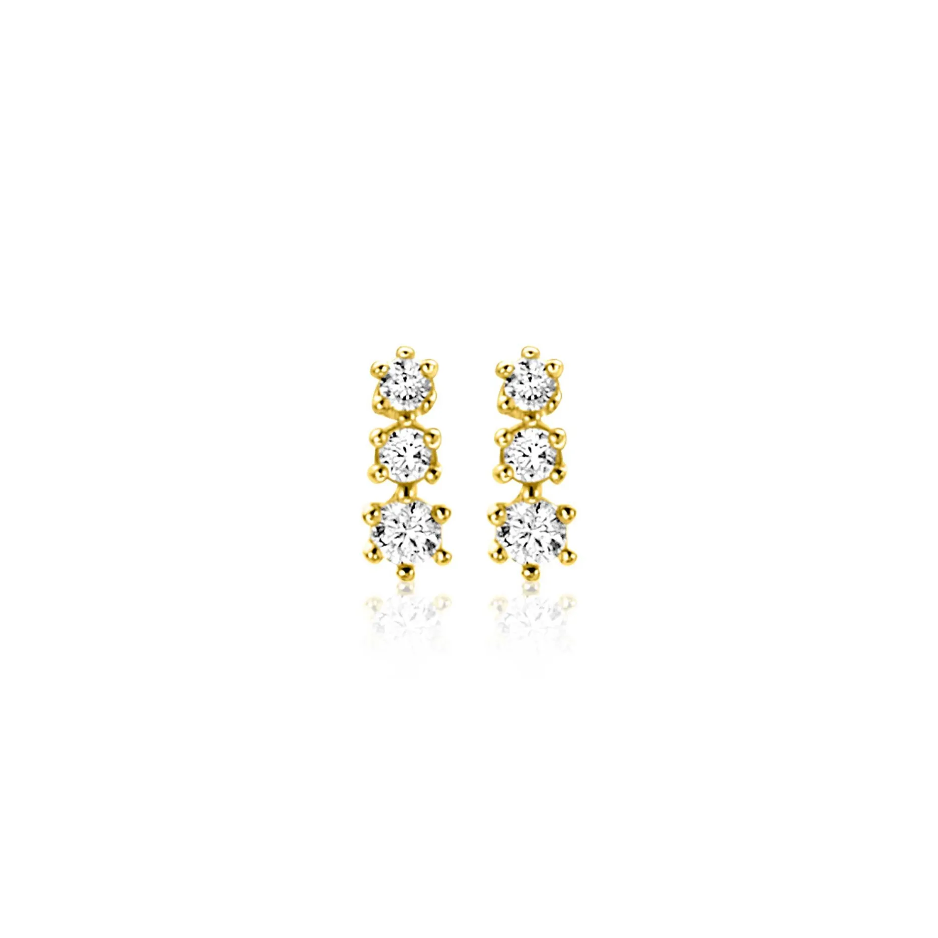 6,5mm ZINZI Gold 14 krt gouden oorstekers bezet met een rij aan witte zirkonia's ZGO543