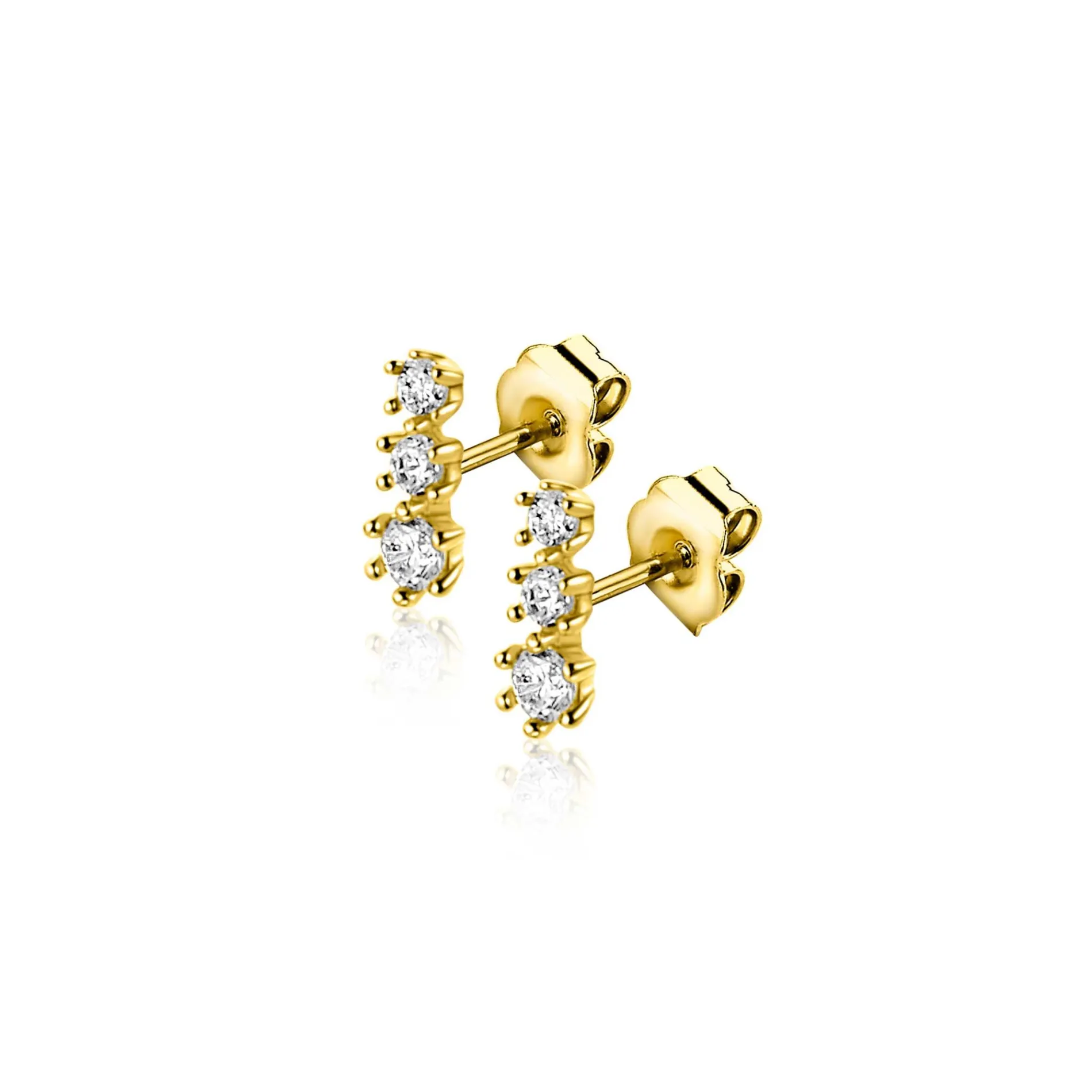 6,5mm ZINZI Gold 14 krt gouden oorstekers bezet met een rij aan witte zirkonia's ZGO543