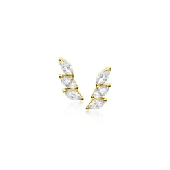 7mm ZINZI Gold 14 krt gouden oorknoppen met drie ovale witte zirkonia's ZGO518