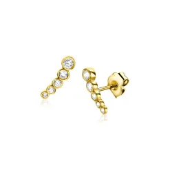 10mm ZINZI Gold 14 krt gouden oorknoppen met vijf ronde witte zirconia's ZGO413
