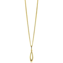 21mm ZINZI Gold 14 krt gouden hanger met open peervorm ZGH541 (zonder collier)