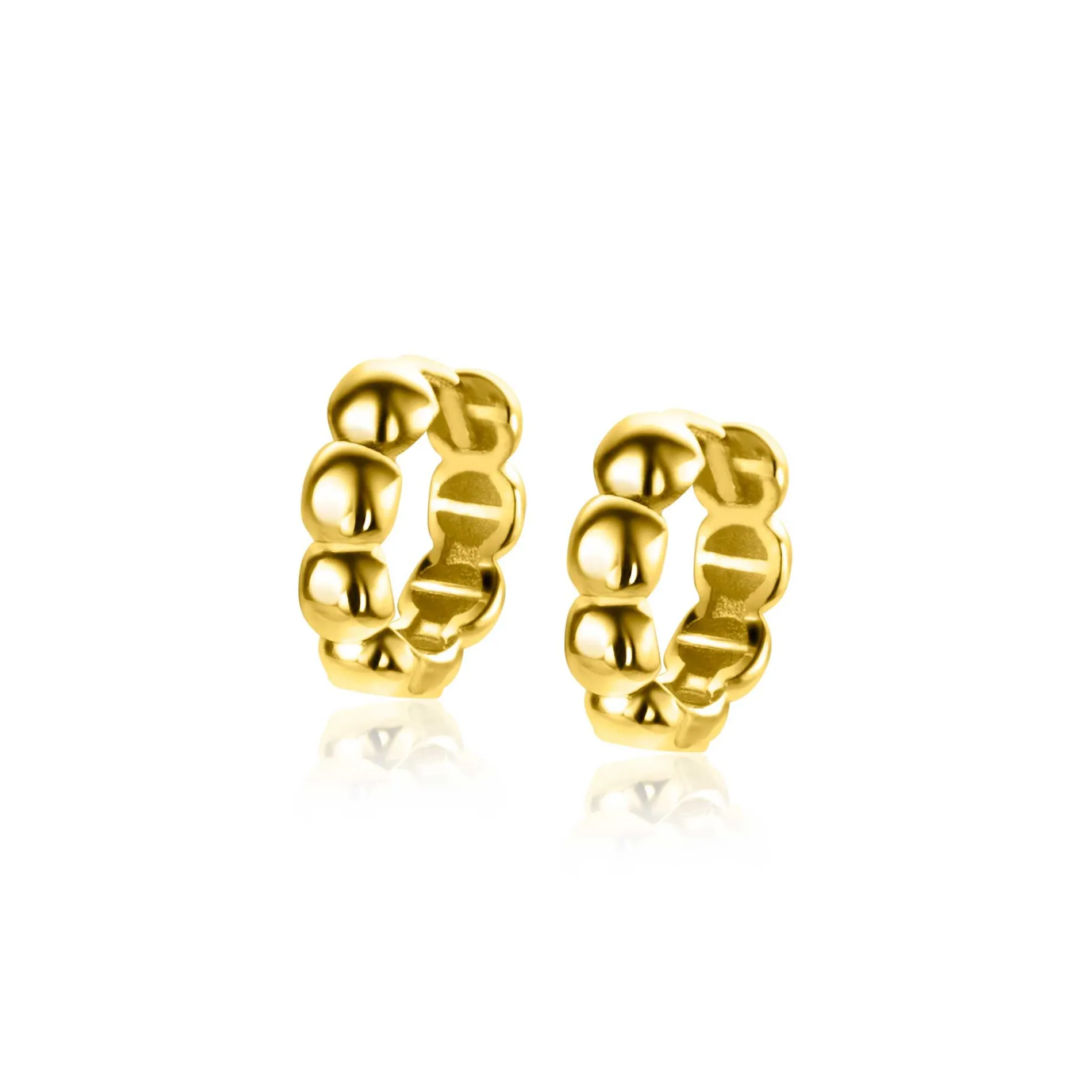 11mm ZINZI Gold 14 krt gouden oorringen met bolletjes design met luxe klapsluiting 11mm x 3,3mm buis ZGO431