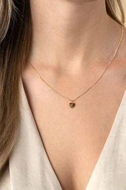 8mm ZINZI Gold 14 krt gouden hanger met trendy glanzend hartje van 8mm ZGH396-8 (zonder collier)