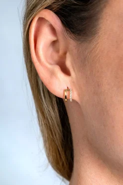 10mm ZINZI Gold 14 krt gouden fantasie oorstekers 10mm met multi-look uitstraling, 5mm breed ZGO382