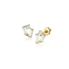 6mm ZINZI Gold 14 krt gouden fantasie oorstekers bezet met rechthoekige baguette geslepen witte zirconia's en een ronde witte zirconia ZGO465