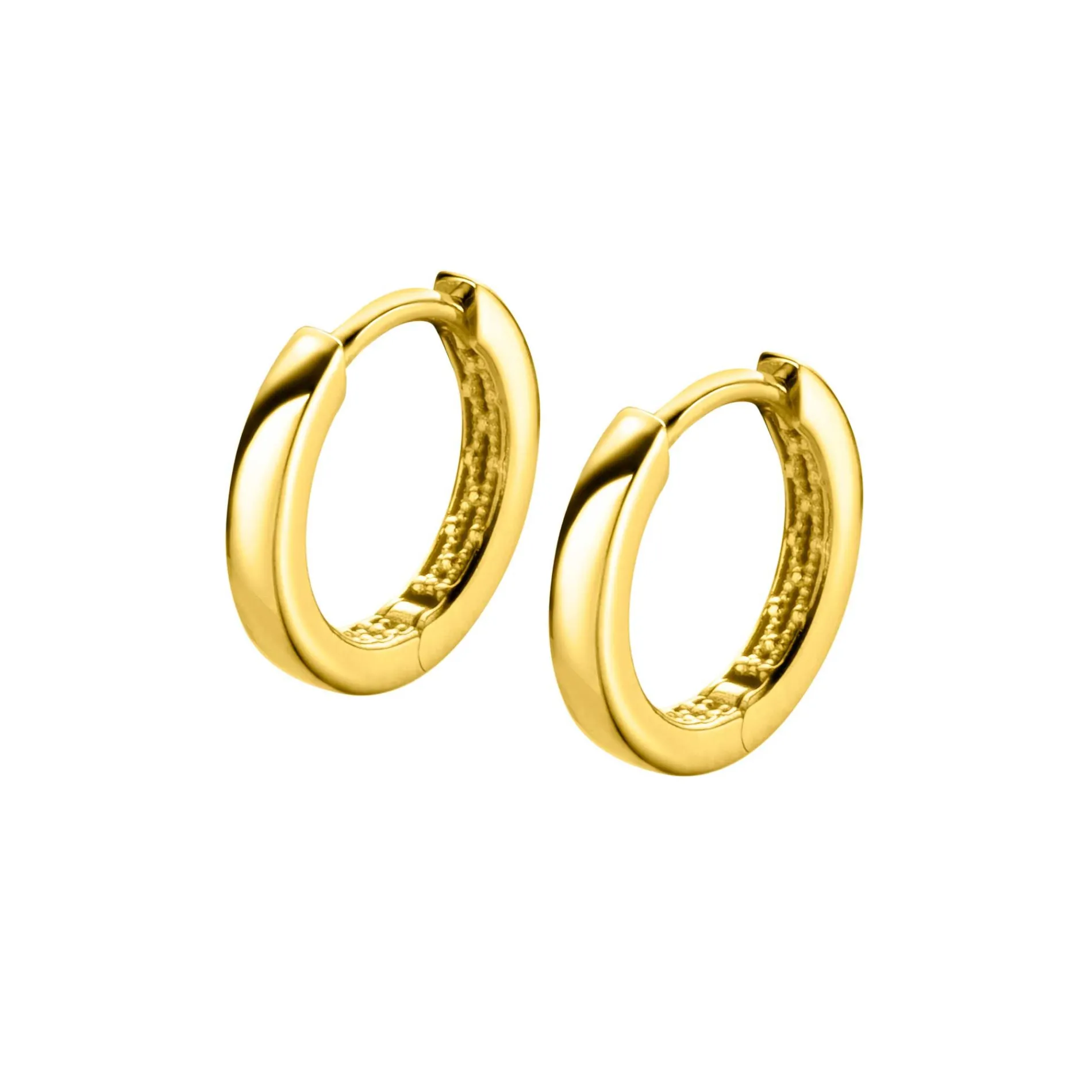 12mm ZINZI Gold 14 krt gouden oorringen met luxe klapsluiting 12mm x 1,7mm vierkante buis ZGO321