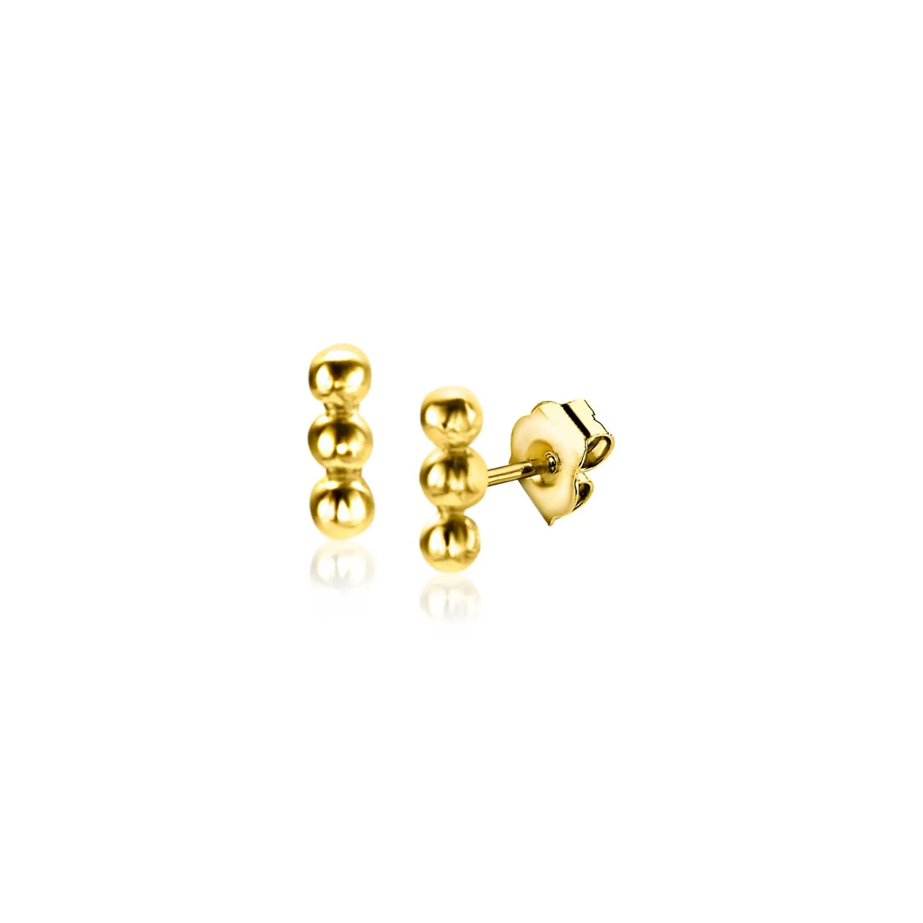 4mm ZINZI Gold 14 krt gouden oorknoppen met drie bolletjes ZGO414