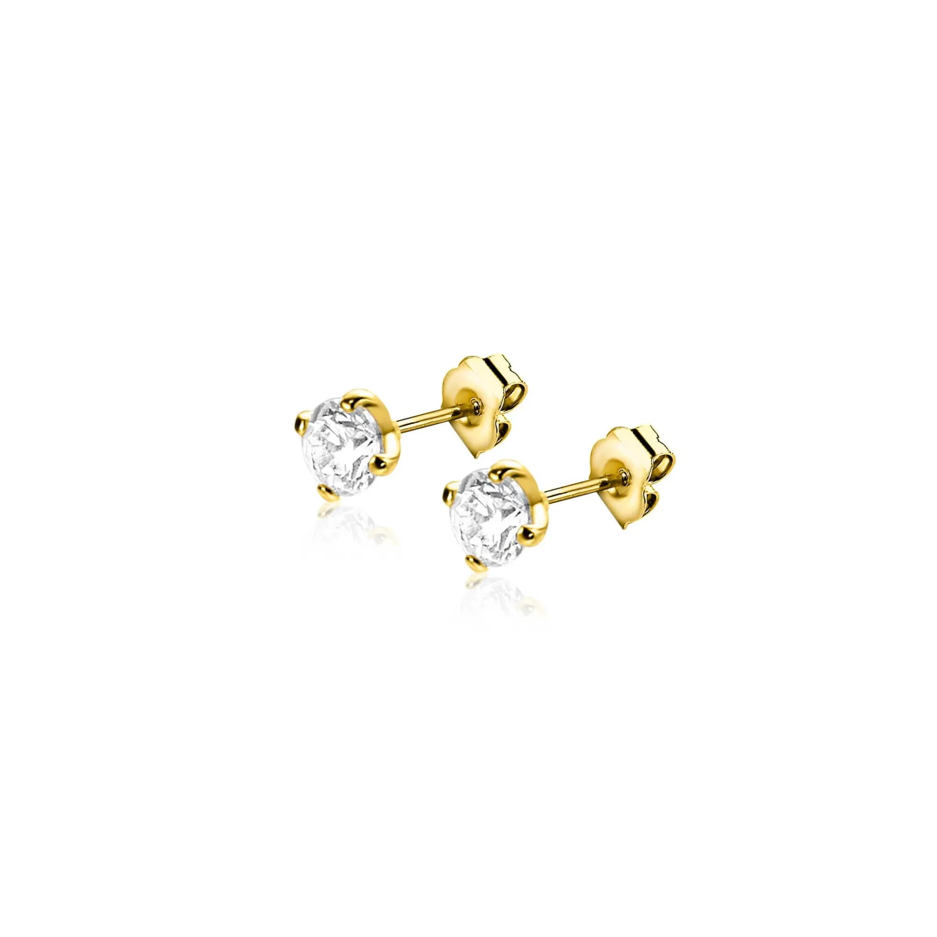 3mm ZINZI Gold 14 krt gouden oorknopjes bezet met een witte zirconia in vierpootszetting ZGO475