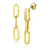 34mm ZINZI Gold 14 krt gouden oorstekers met drie trendy paperclip-schakels 34mm ZGO361