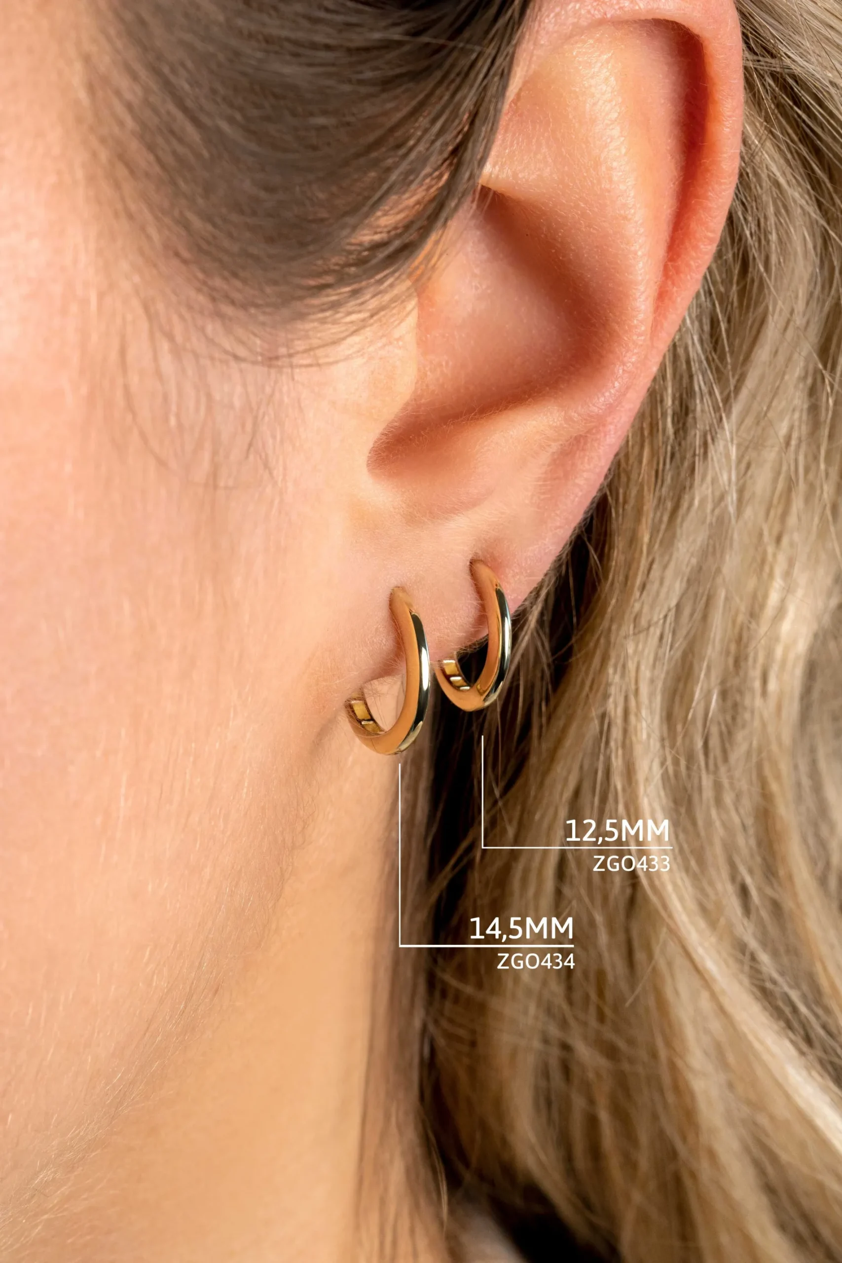 14,5mm ZINZI Gold 14 krt gouden oorringen 14,5mm met smalle ronde buis 1,9mm. Met luxe klapsluiting ZGO434