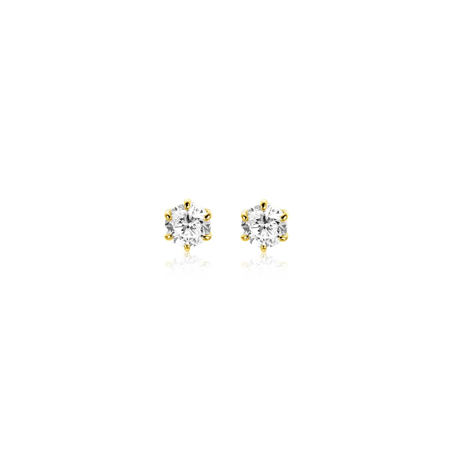 4,5mm ZINZI Gold 14 krt gouden oorknoppen bezet met een witte zirkonia in zespootszetting ZGO544