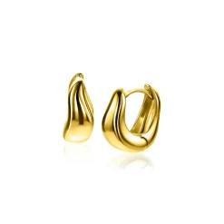 13mm ZINZI gold plated zilveren oorringen organisch gevormd 5,5mm breed met luxe klapsluiting ZIO2608G