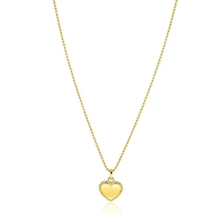 18mm ZINZI gold plated zilveren hanger hart met parelrand voor gravure ZIH2652G (zonder collier)