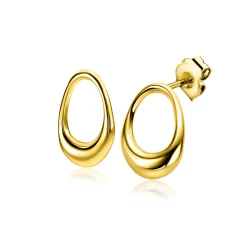 17mm ZINZI gold plated zilveren oorstekers open rond in organische vorm ZIO2670G