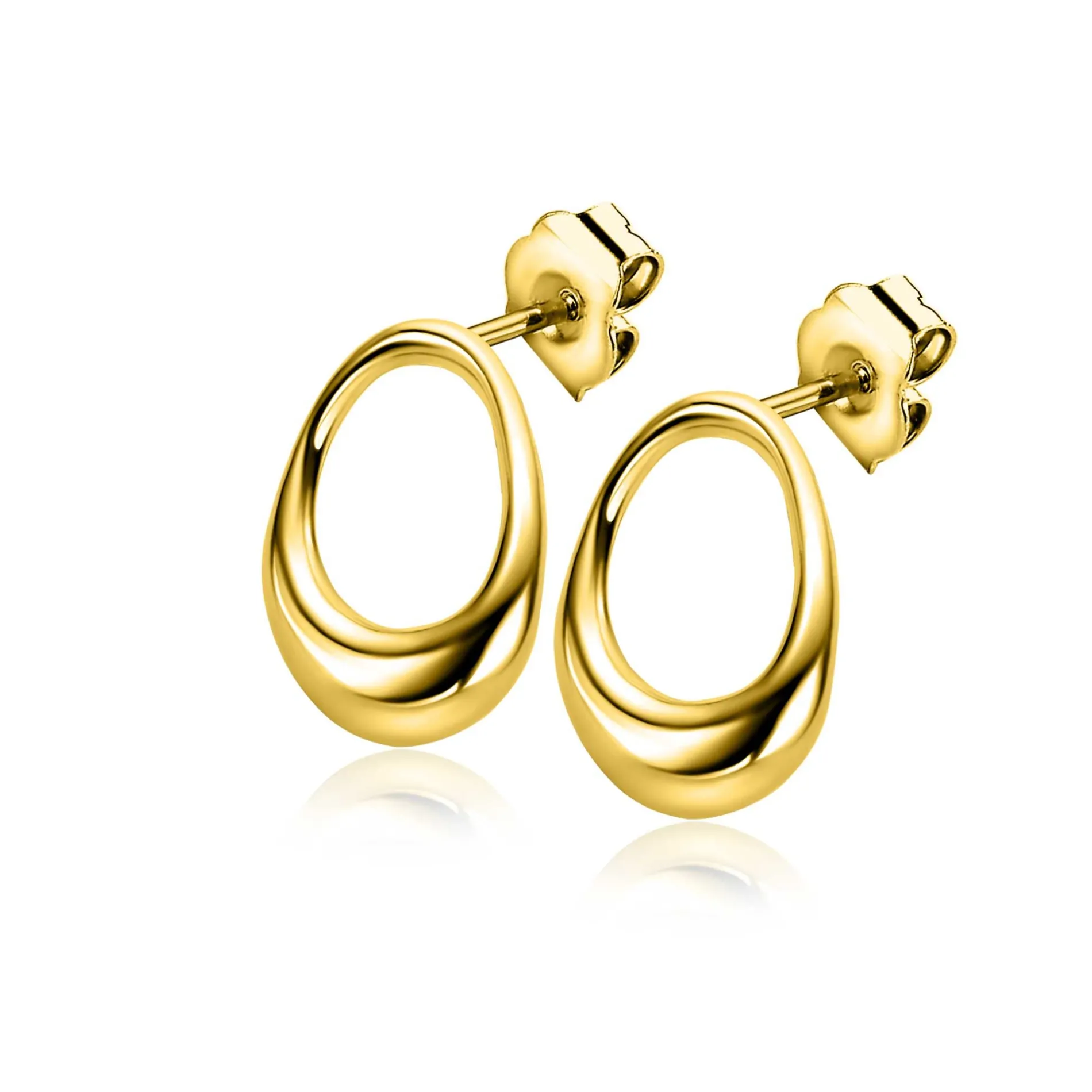 17mm ZINZI gold plated zilveren oorstekers open rond in organische vorm ZIO2670G
