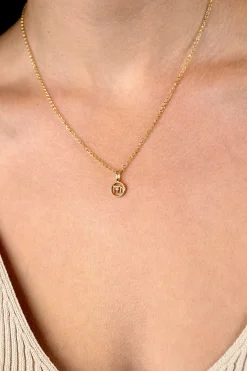 9mm ZINZI gold plated zilveren Maagd sterrenbeeldhanger bezet met witte zirconia ZIHY-MAA (zonder collier)