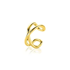 12,5mm ZINZI gold plated zilveren ear cuff cross-over gladde buis 5,5mm breed per stuk geprijsd ZIO-CUFF5G