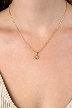 9mm ZINZI gold plated zilveren Ram sterrenbeeldhanger bezet met witte zirconia ZIHY-RAM (zonder collier)
