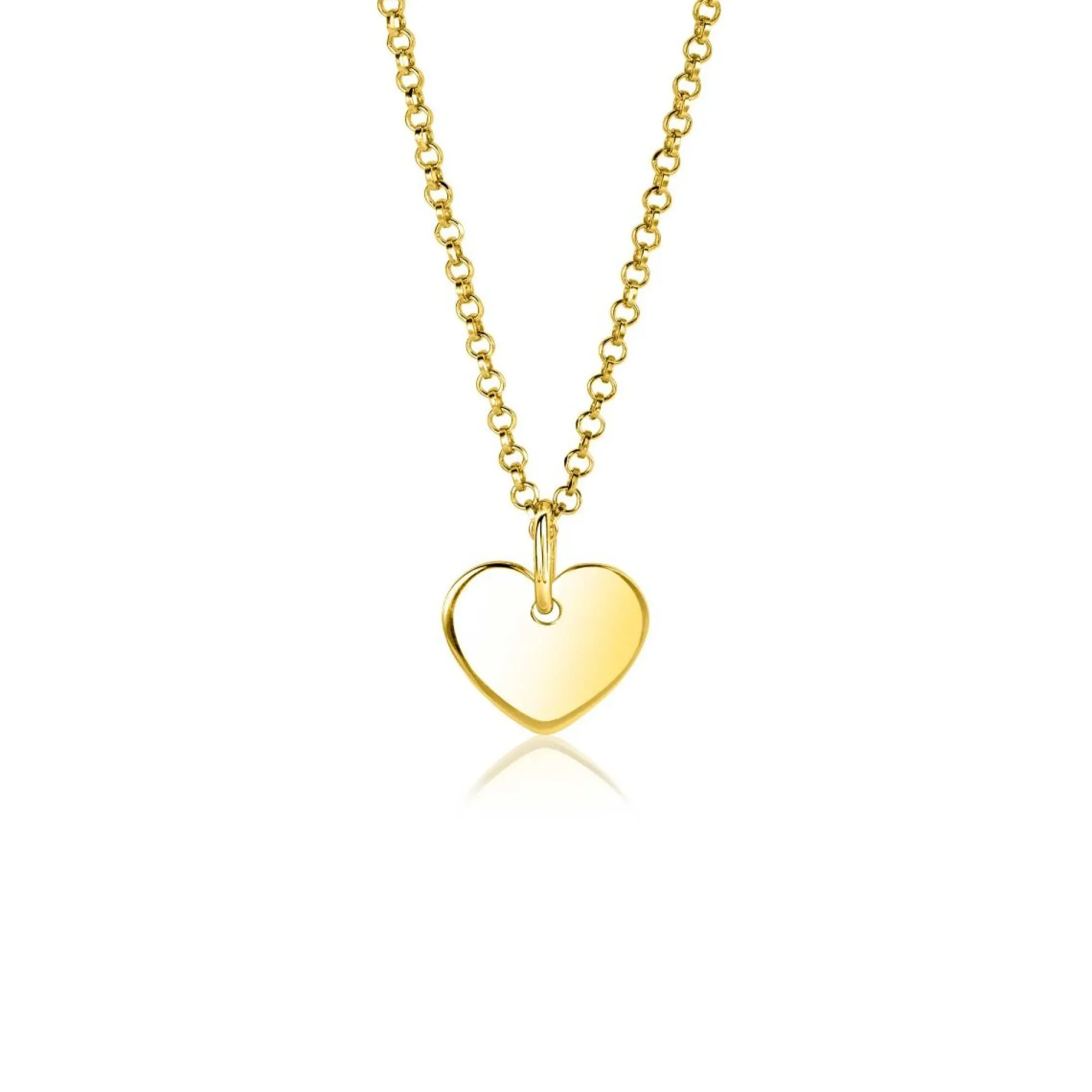 12mm ZINZI gold plated zilveren hanger glad hart voor gravure ZIH2346G12 (zonder collier)
