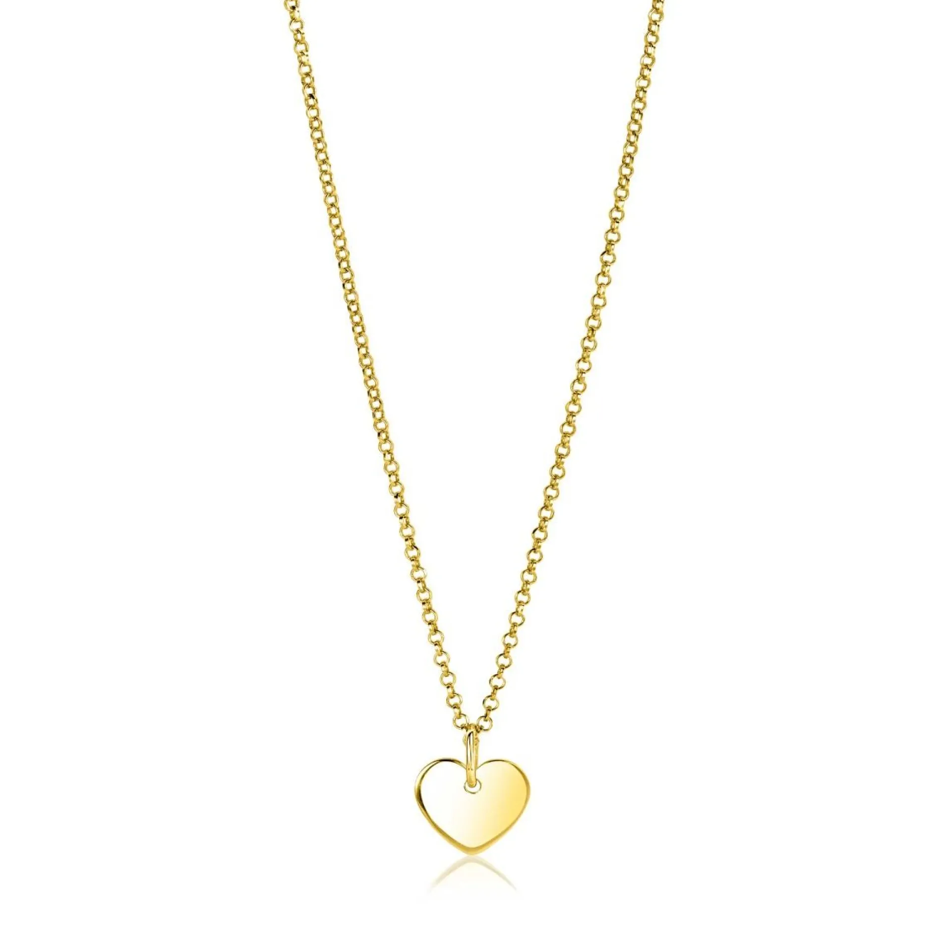 12mm ZINZI gold plated zilveren hanger glad hart voor gravure ZIH2346G12 (zonder collier)