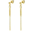 56mm ZINZI gold plated zilveren oorstekers met gourmet schakels en rechthoekige zetting met witte zirconia ZIO2410