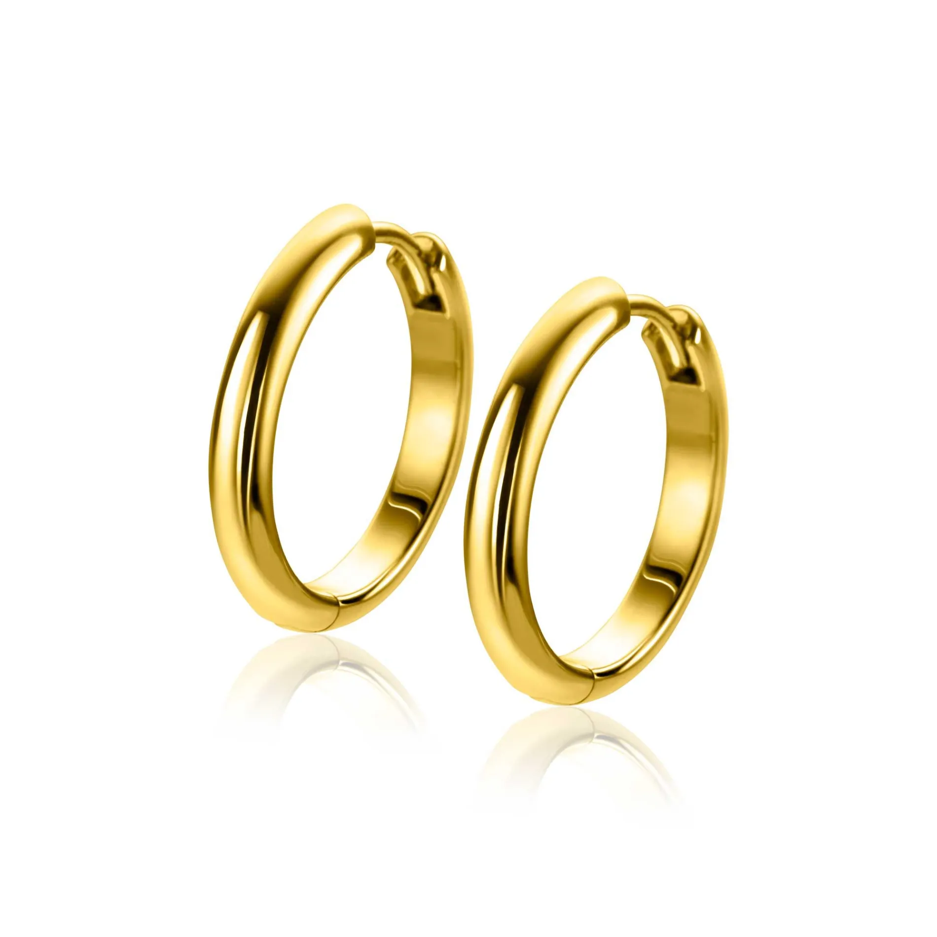 20mm ZINZI gold plated zilveren gladde oorringen met ronde buis 3mm met luxe klapsluiting ZIO2602G