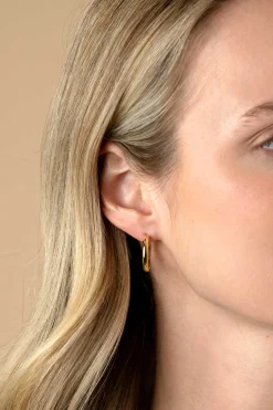20mm ZINZI gold plated zilveren gladde oorringen met ronde buis 3mm met luxe klapsluiting ZIO2602G