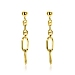 35mm ZINZI gold plated zilveren oorstekers met fijne marine schakels en twee ovale schakels ZIO2413G
