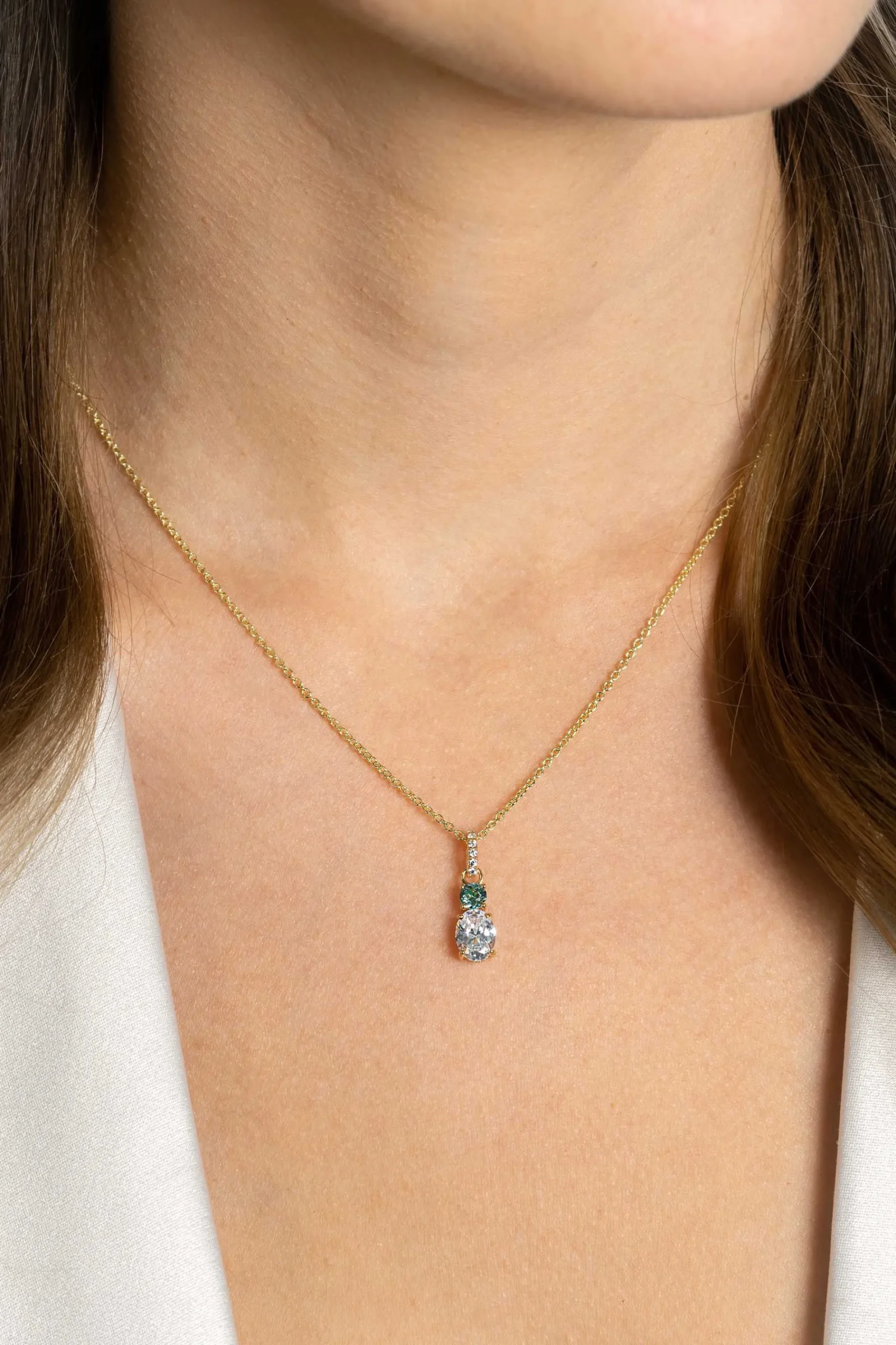 19mm ZINZI gold plated zilveren hanger blauw wit met luxe hangoog ZIH2438 (zonder collier)