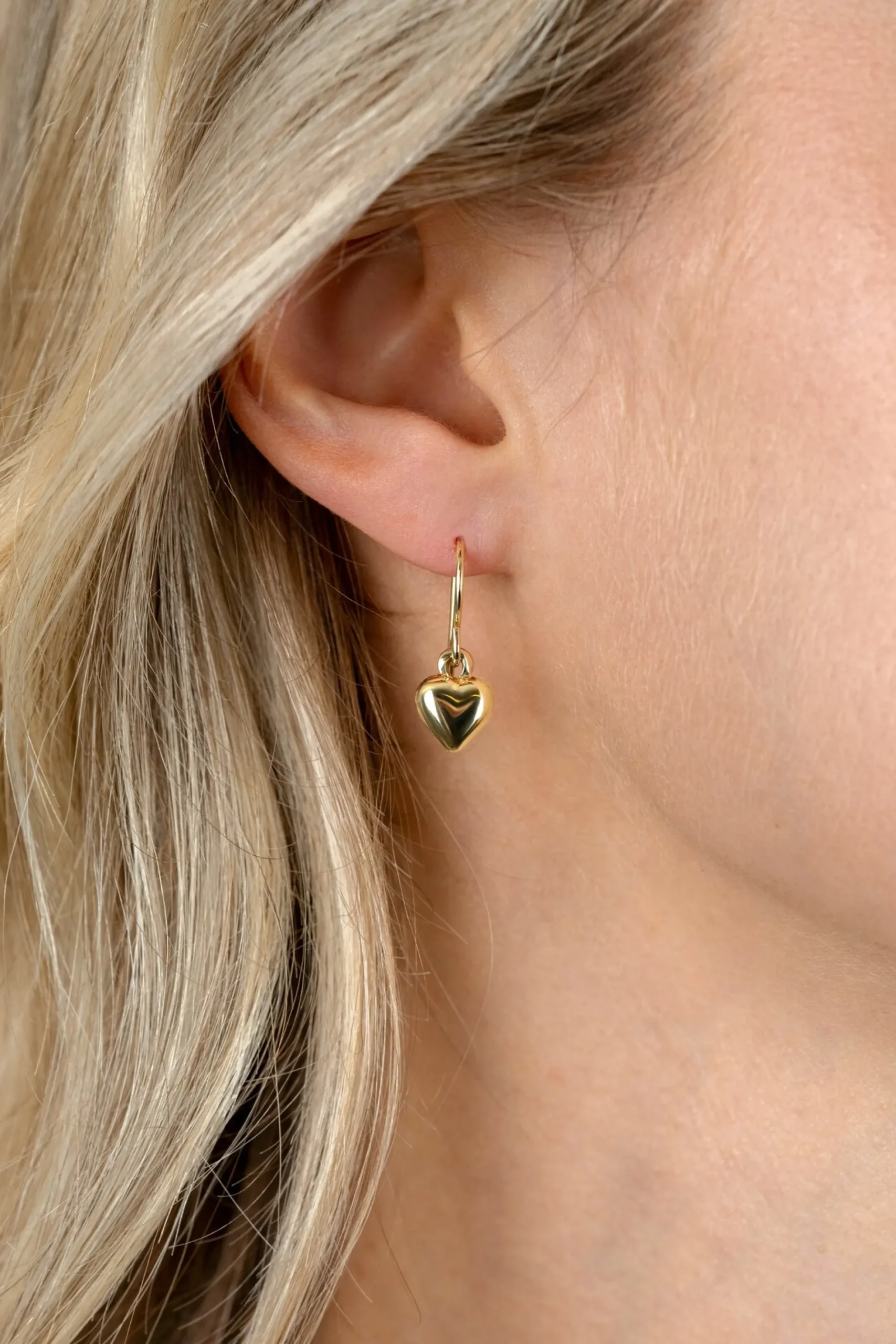 23mm ZINZI gold plated zilveren oorhangers met bol hart ZIO2661