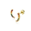 10mm ZINZI gold plated zilveren oorknoppen met golfje bezet met regenboog kleurstenen ZIO2592