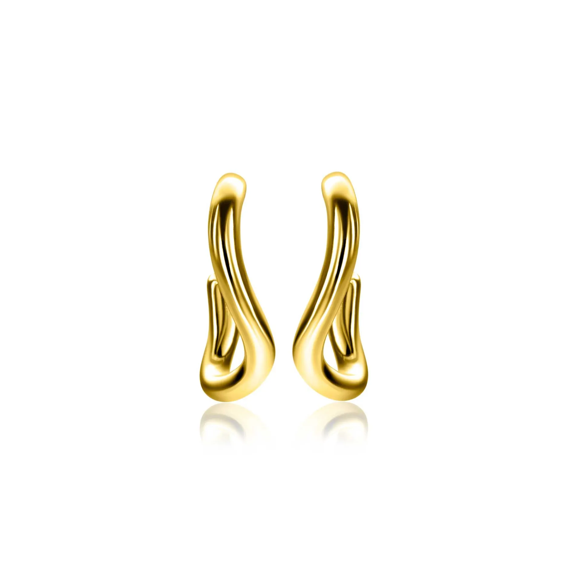16mm ZINZI gold plated zilveren gladde oorstekers organisch gevormd ZIO2656G