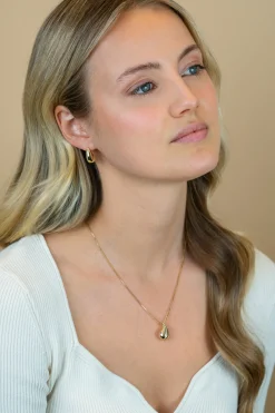 17mm ZINZI gold plated zilveren oorstekers in druppelvorm met golvende rij witte zirkonia's ZIO2707Y