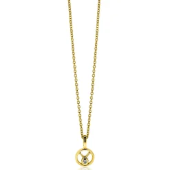 9mm ZINZI gold plated zilveren Stier sterrenbeeldhanger bezet met witte zirconia ZIHY-STI (zonder collier)