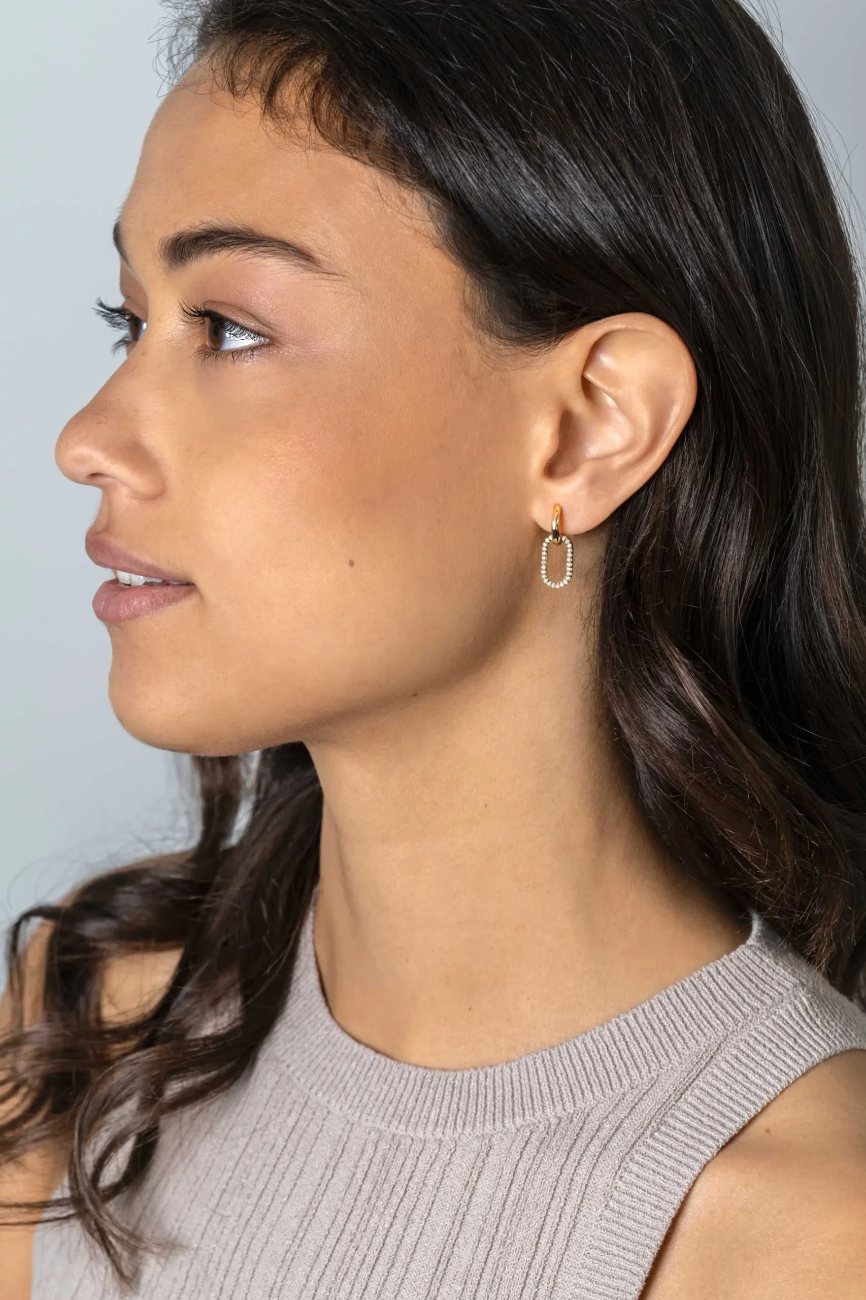 15mm ZINZI gold plated zilveren oorbedels ovale vorm witte zirconia's ZICH2444 (zonder oorringen)