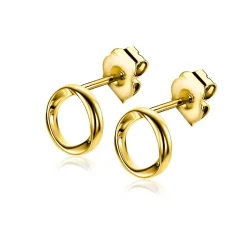 9mm ZINZI gold plated zilveren oorknoppen open rondje met organische vorm ZIO2611G