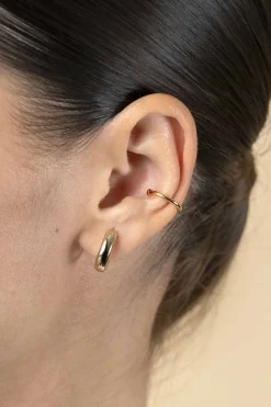 12,5mm ZINZI gold plated zilveren ear cuff gladde buis per stuk geprijsd ZIO-CUFF1G