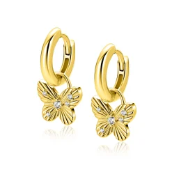 10mm ZINZI gold plated zilveren oorbedels vlinder ZICH2742 (zonder oorringen)