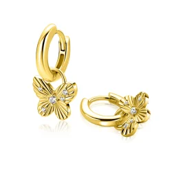 10mm ZINZI gold plated zilveren oorbedels vlinder ZICH2742 (zonder oorringen)