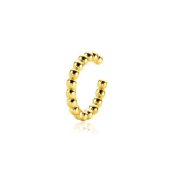 14mm ZINZI gold plated zilveren ear cuff bolletjes per stuk geprijsd ZIO-CUFF2G