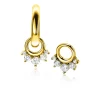 9mm ZINZI gold plated zilveren oorbedels met vijf ronde zettingen in aflopende grootte, bezet met witte zirconia's ZICH2632Y (zonder oorringen)