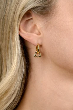 10mm ZINZI gold plated zilveren oorbedels in hartvorm ZICH2695G (zonder oorringen)