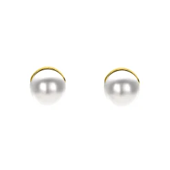 6mm ZINZI gold plated zilveren oorknoppen wit parel ZIO1317Y