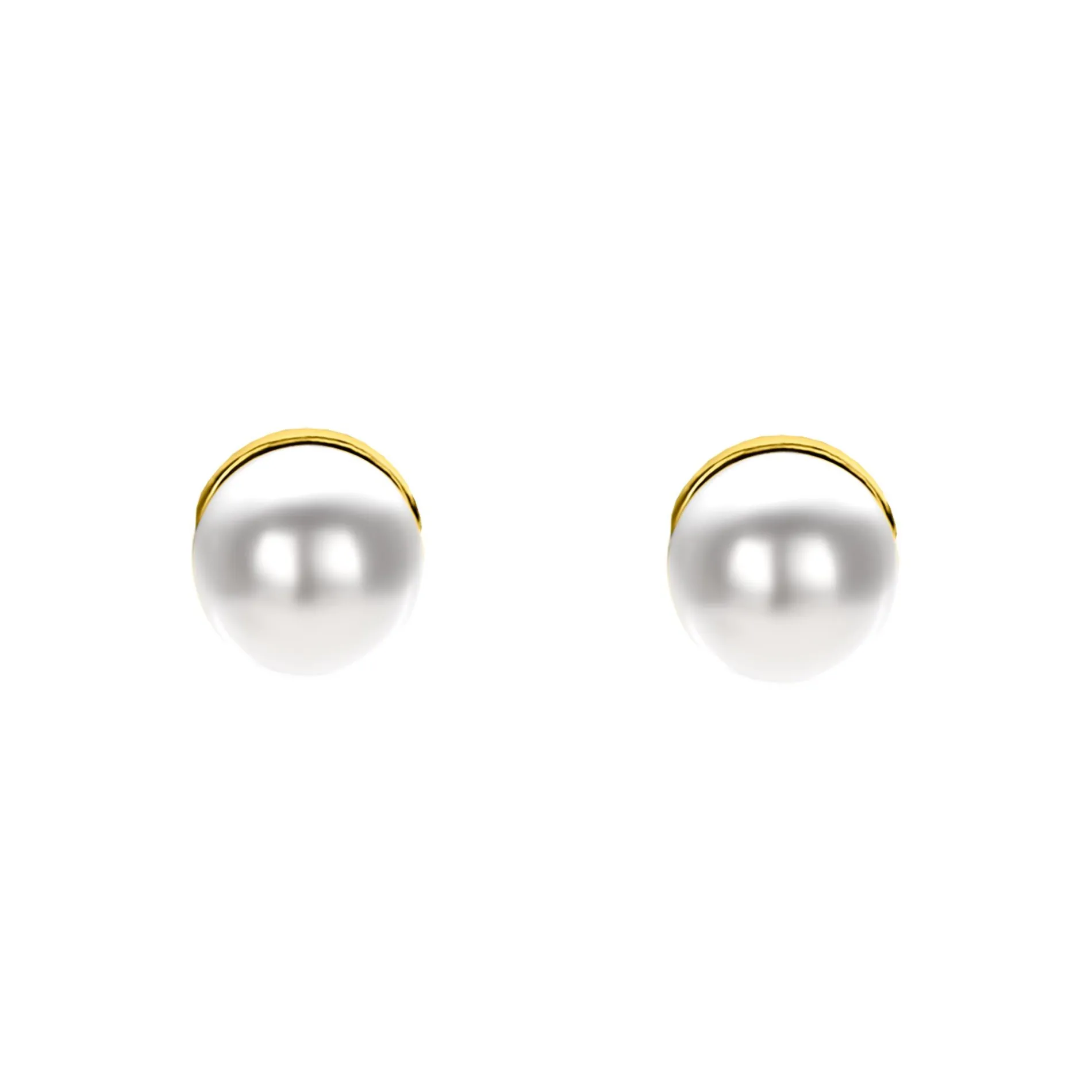 6mm ZINZI gold plated zilveren oorknoppen wit parel ZIO1317Y