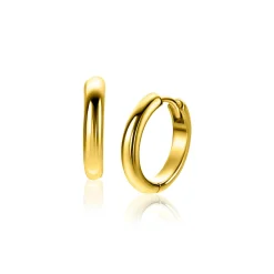 16mm ZINZI gold plated zilveren gladde oorringen met ronde buis 3mm met luxe klapsluiting ZIO2601G
