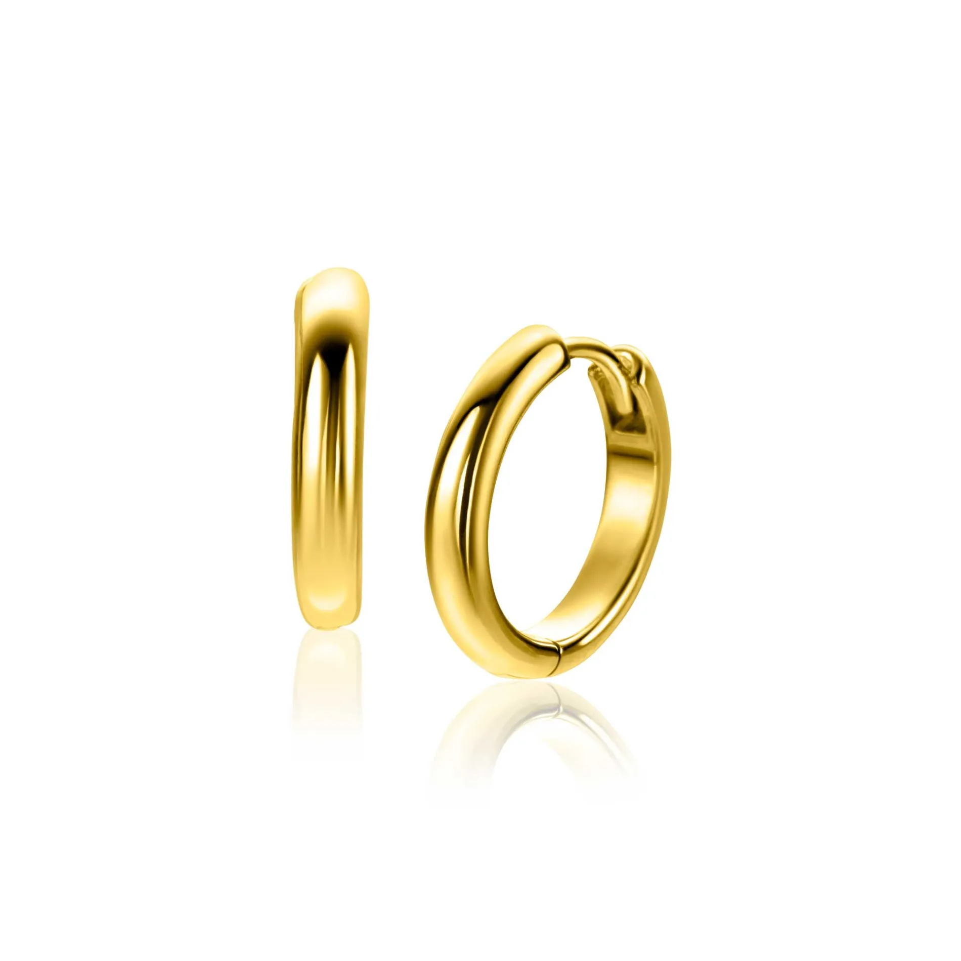 16mm ZINZI gold plated zilveren gladde oorringen met ronde buis 3mm met luxe klapsluiting ZIO2601G